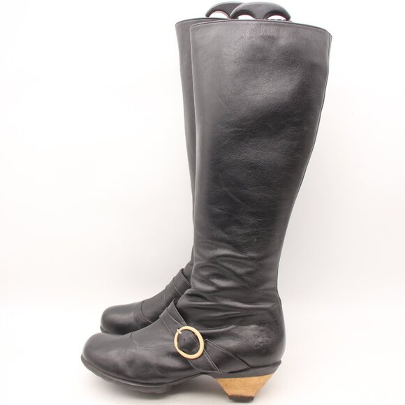 John Fluevog Tall Boots Women's Size 9 Black Leather - Picture 3 of 12